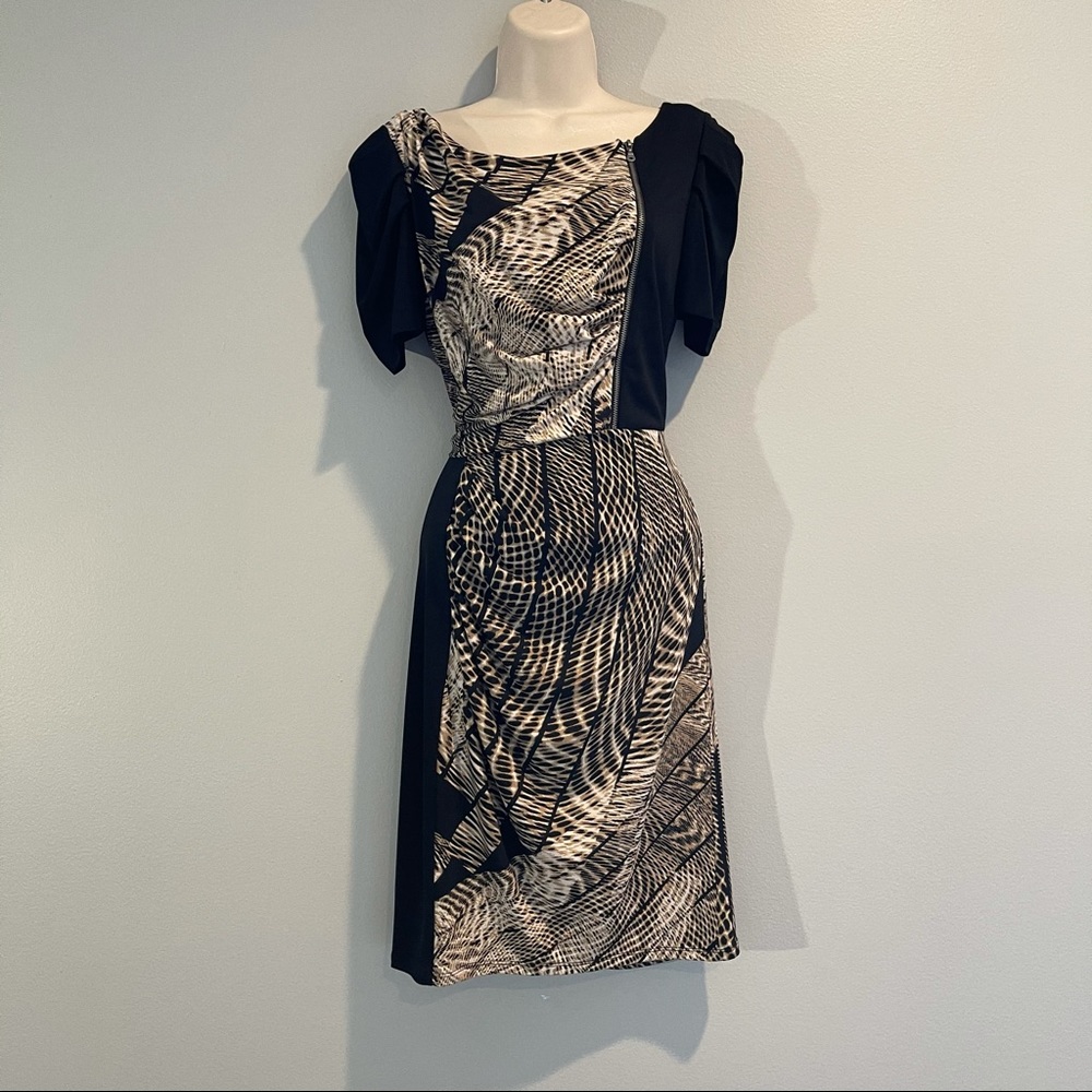 Max and Cleo Black and Tan Dress